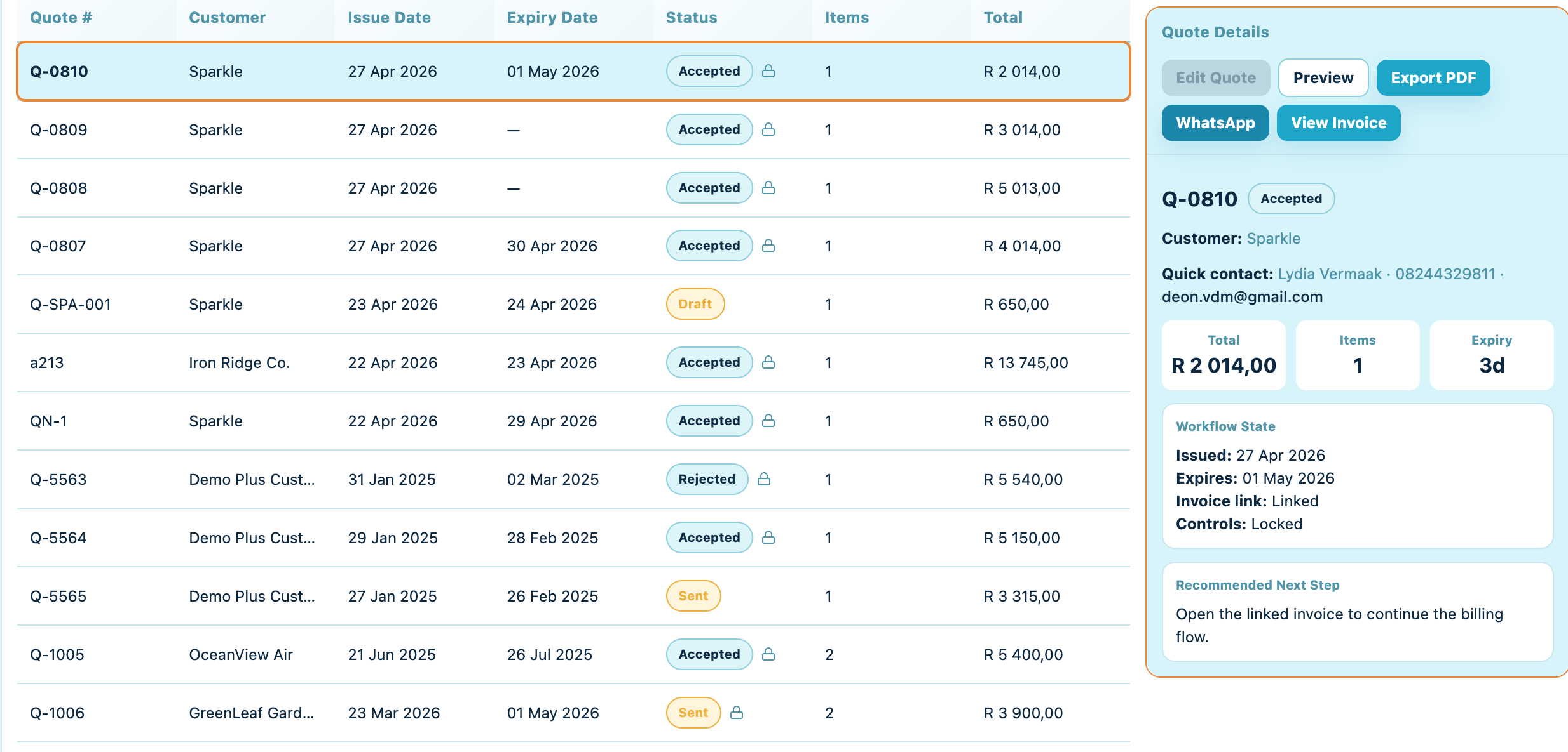 CashMountain invoices screenshot